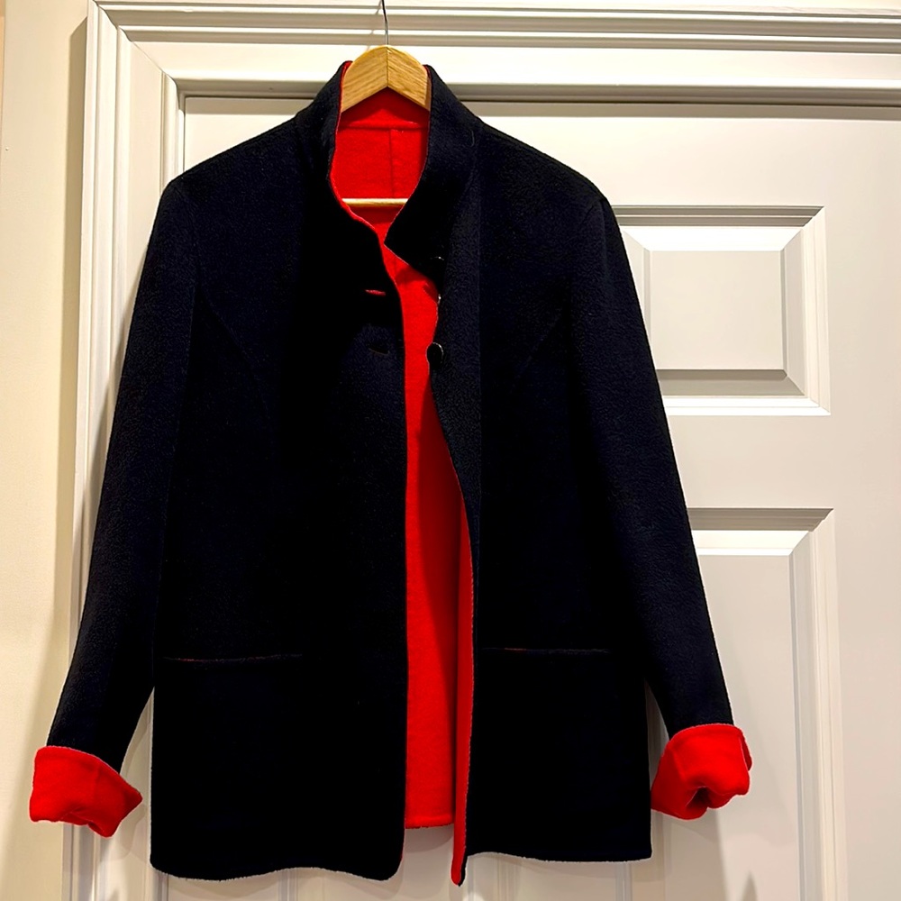 Reversable Cashmere/Wool Jacket | Red & Black | Super Soft | Size S